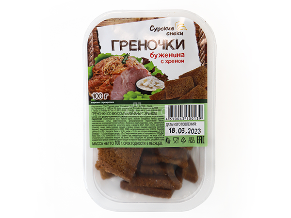 Сурские гренки Буженина с хреном (100 гр) в Сызрани
